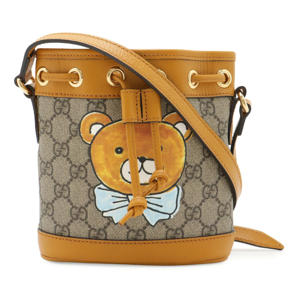 Gucci Ophidia KAI x GG Supreme Bucket Bag Shoulder KAI Teddy Bear Beige Cream